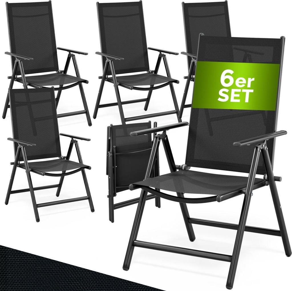 CASARIA® Gartenstühle 6er Set Hochlehner Klappbar 8-Fach Produktbild 