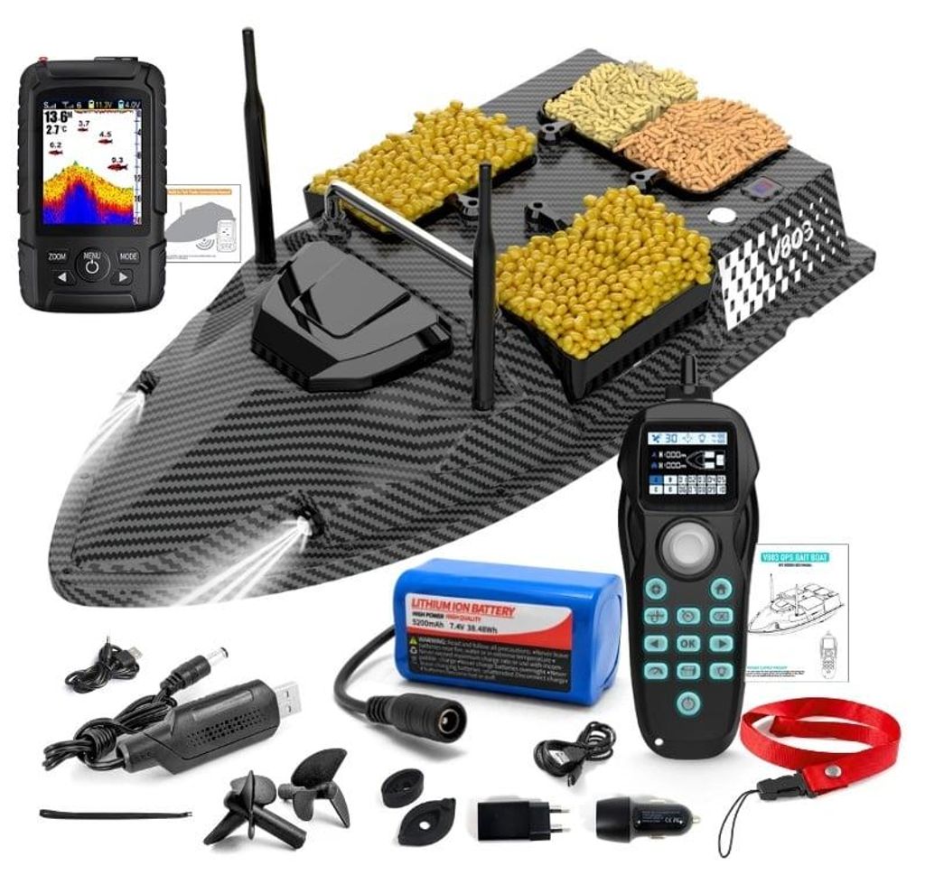 Futterboot iUni V803 PRO, GPS, Sonar-Fischfinder, 5200 mAh, Produktbild 