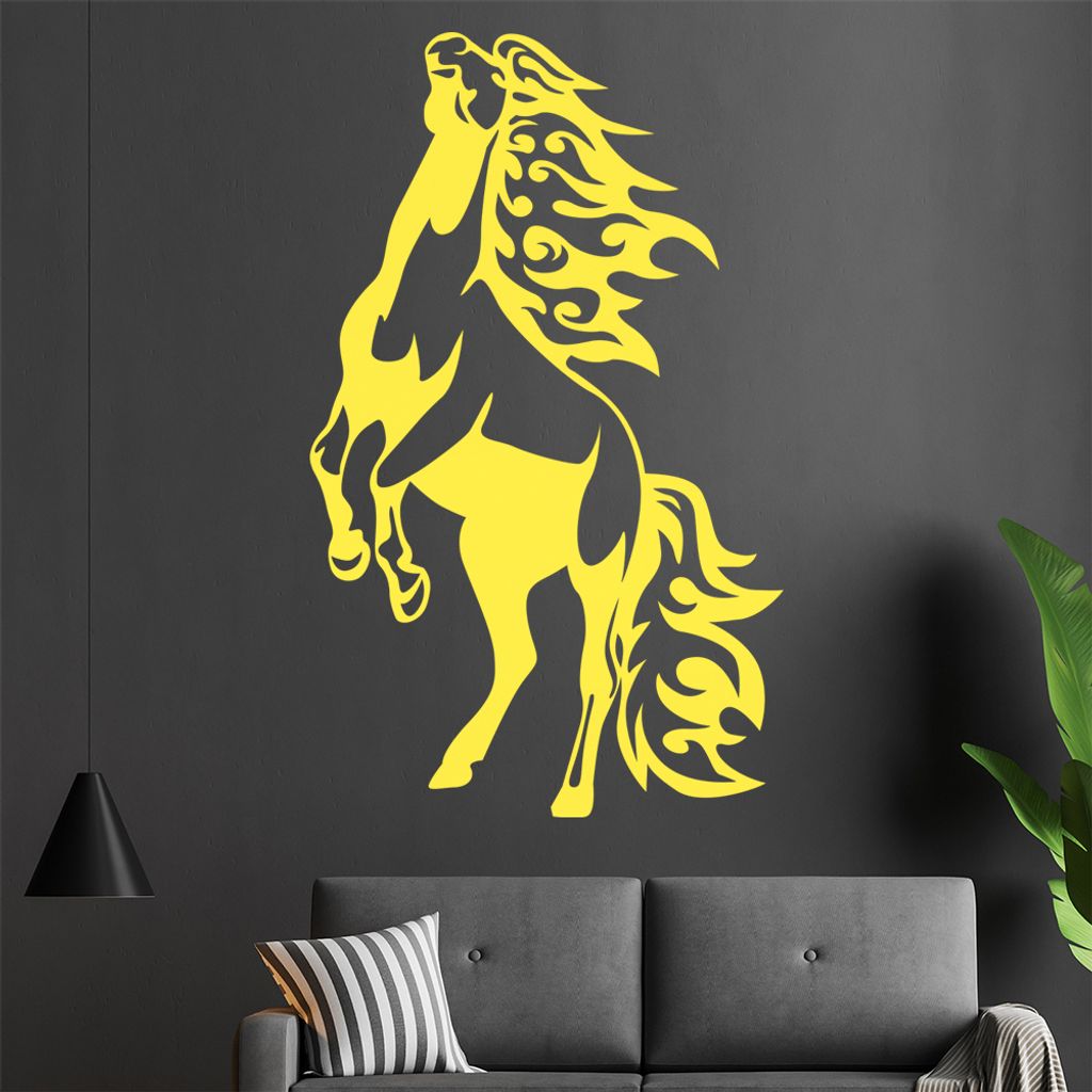 Flammen Pferd Wandtattoo in 6 Größen - Wandaufkleber Wall Sticker - Dekoration, Küche, Wohnzimmer, Schlafzimmer, Badezimmer