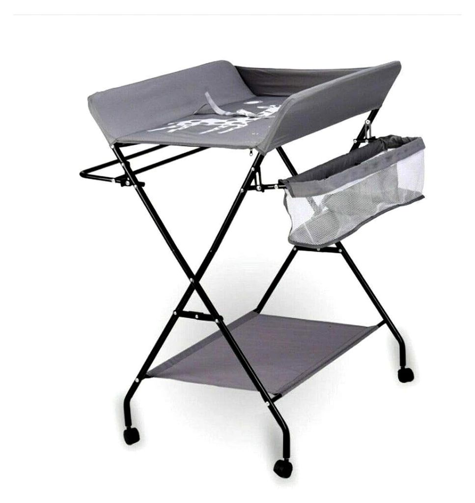 Klappbarer Wickeltisch mit Ablagefächer Baby Wickelkombi Ablagefächern Wickelkombination Tragbarer Ablagefläche und Aufbewahrungskorb Ergonomisc...