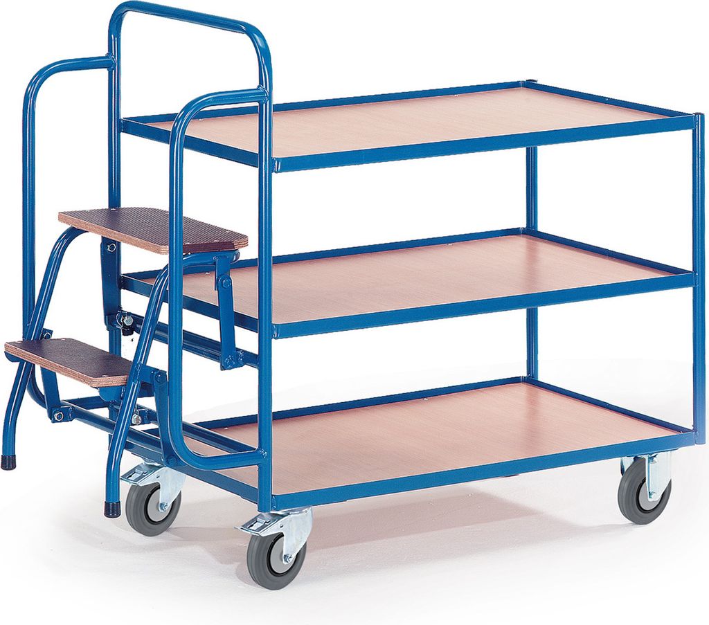Rollcart Kommissionierwagen 1135mm hoch mit 2 Trittstufen und 2 Etagen 990x590mm