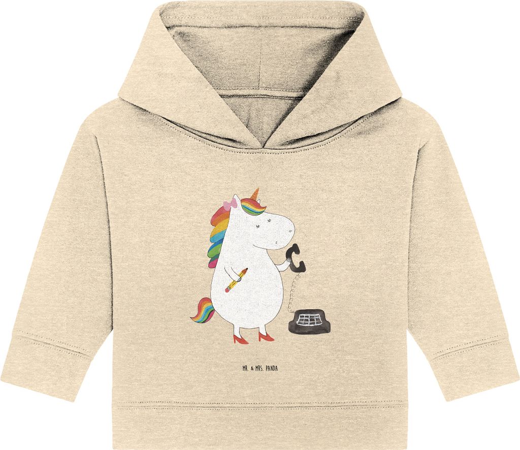 Mr. & Mrs. Panda Organic Baby Hoodie Einhorn Sekretärin 24. - 36. Monat - Natural Raw - Geschenk, Kapuzenshirt, Unicorn, Kapuzensweatshirt, Steuer...