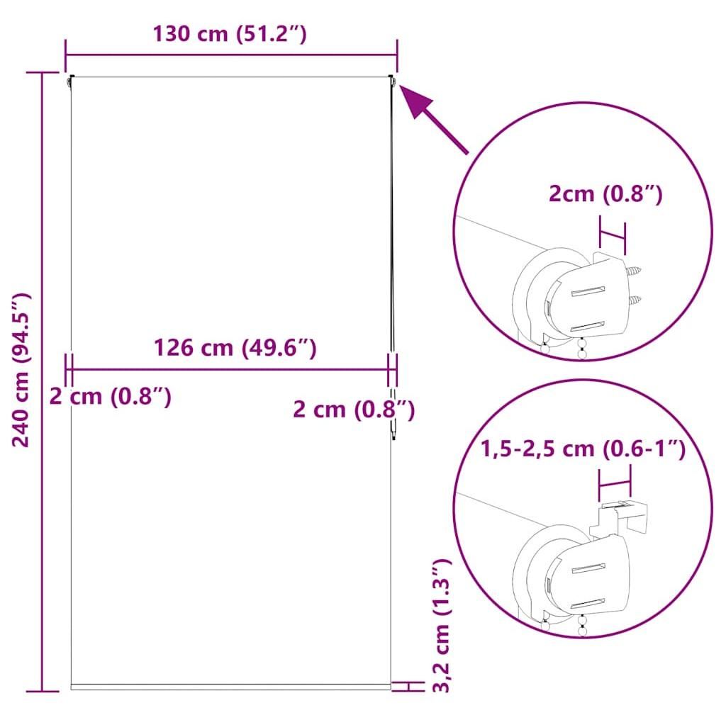vidaXL Sprchová roleta 130x240 cm šírka látky 126 cm Obrázok produktu 