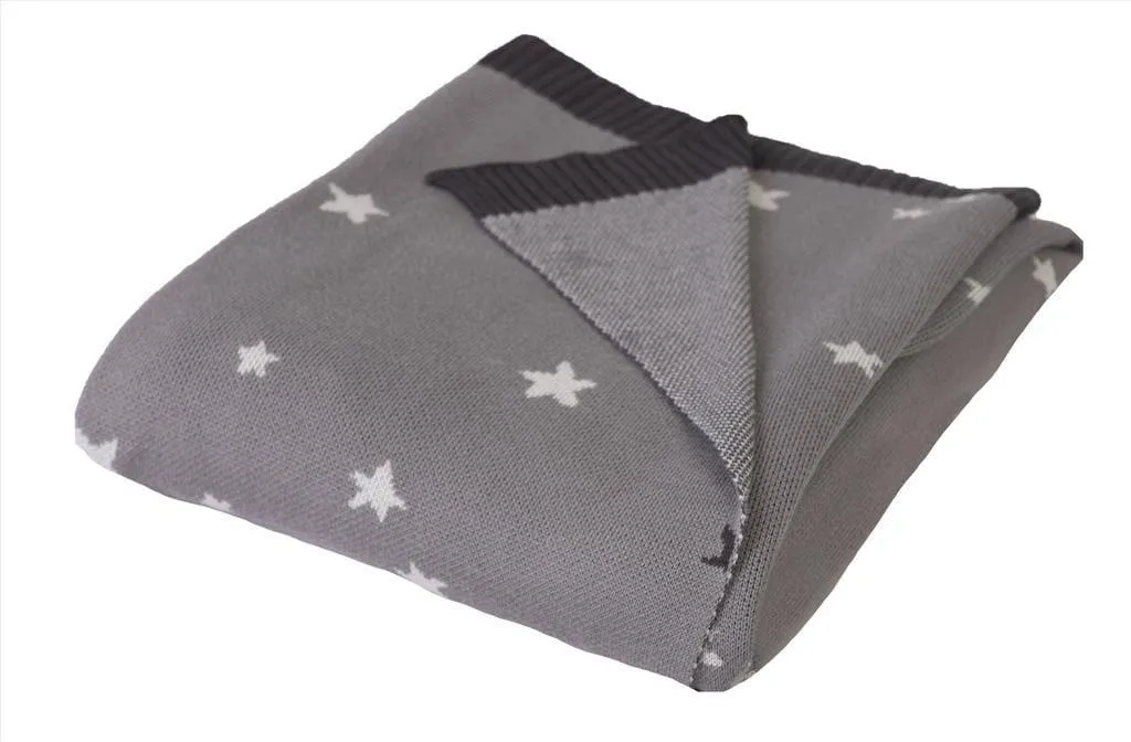 Couverture Bébé Anti-Irritation en Bambou 80x100 Étoiles Graphite