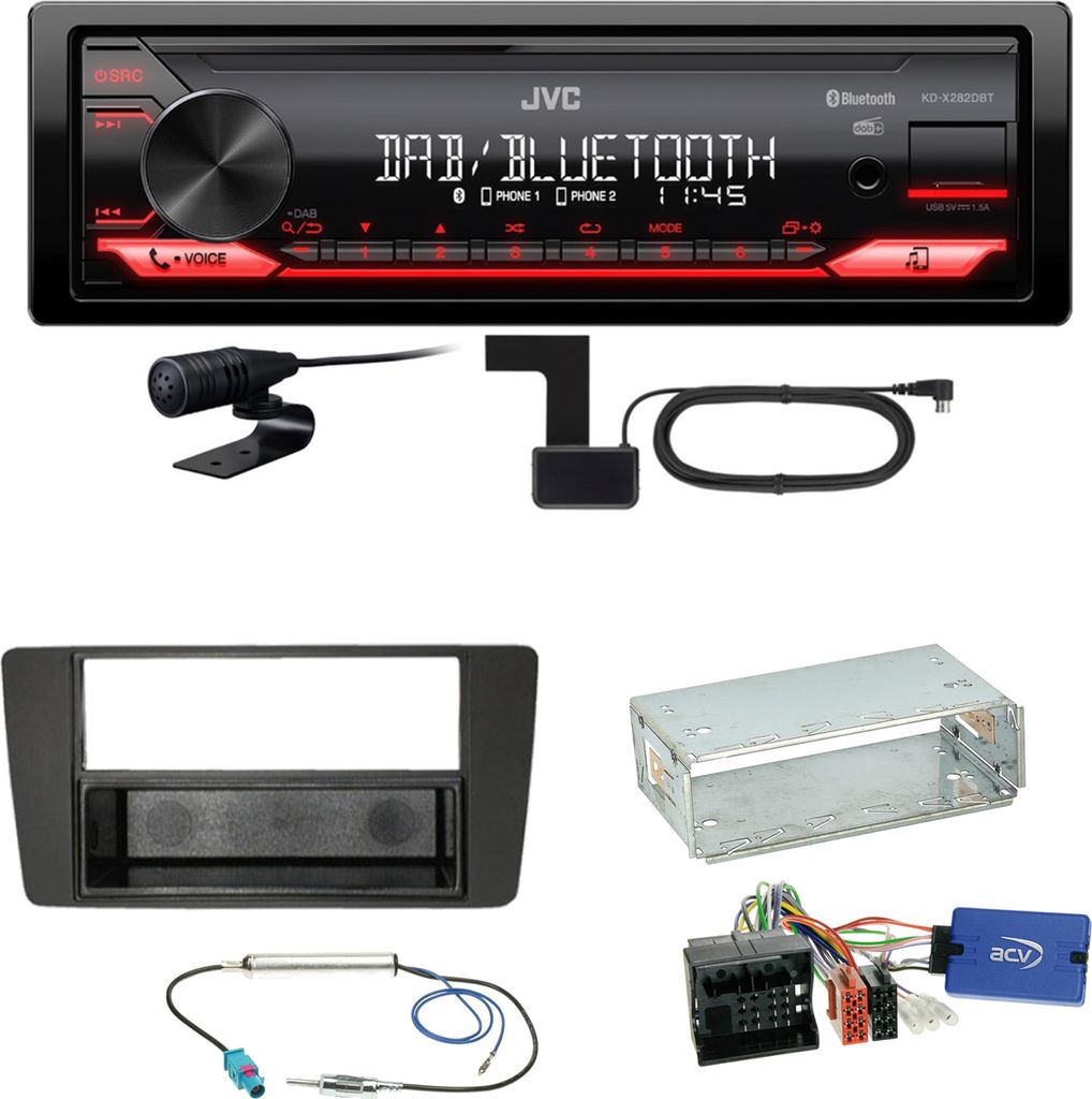 JVC KD-X282DBT Bluetooth DAB USB Einbauset für Skoda Yeti 5L Octavia 2
