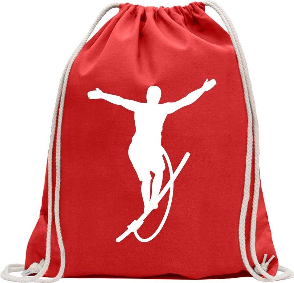Kiwistar - Turnbeutel - rot - Seiltanz Laufen Sport Figur - Fun Rucksack Sport Beutel Gymsack Baumwolle mit Ziehgurt