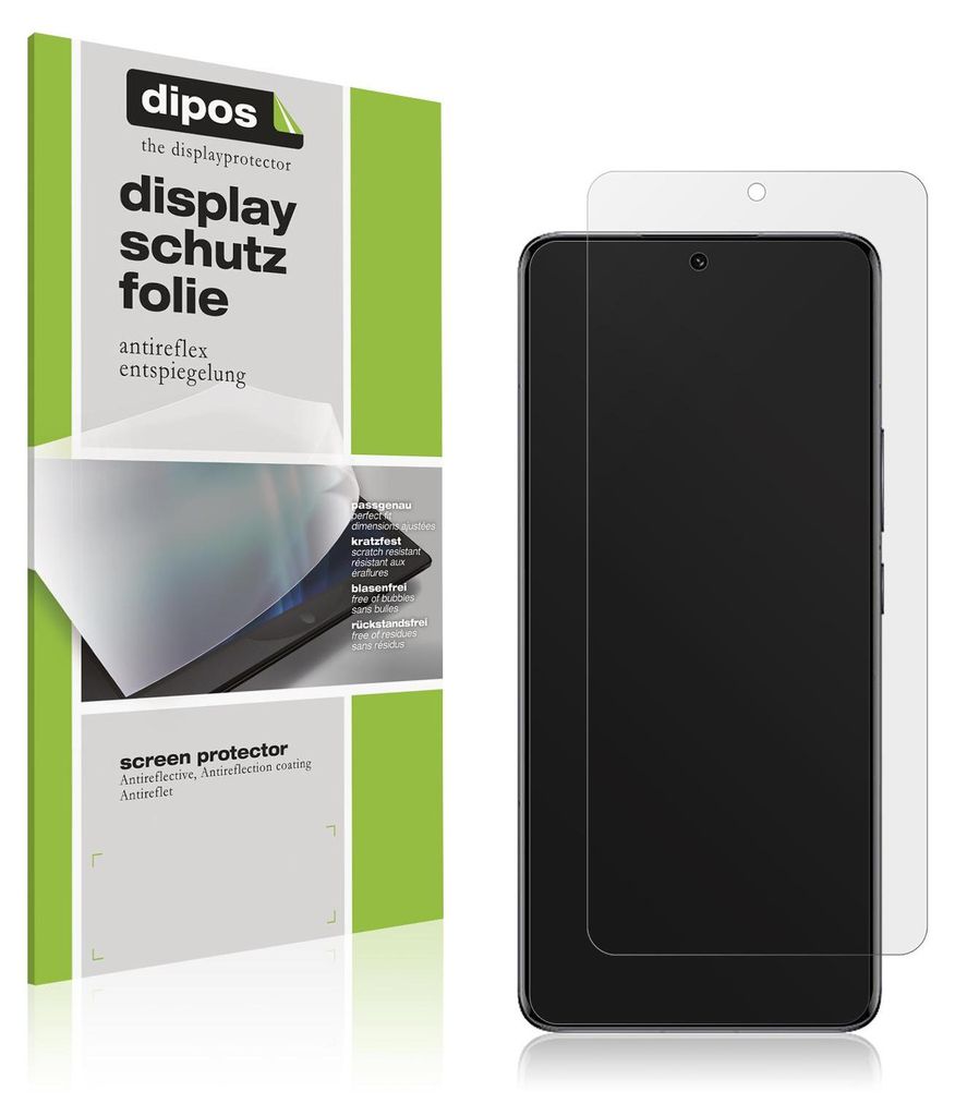 Product packaging and a screen protector on a smartphone.