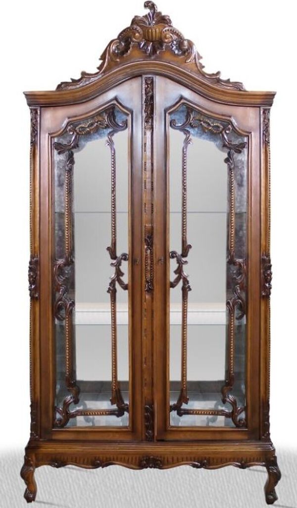 Casa Padrino Barock Vitrinenschrank 100 x 40 x H. 200 cm - Barock Wohnzimmerschrank