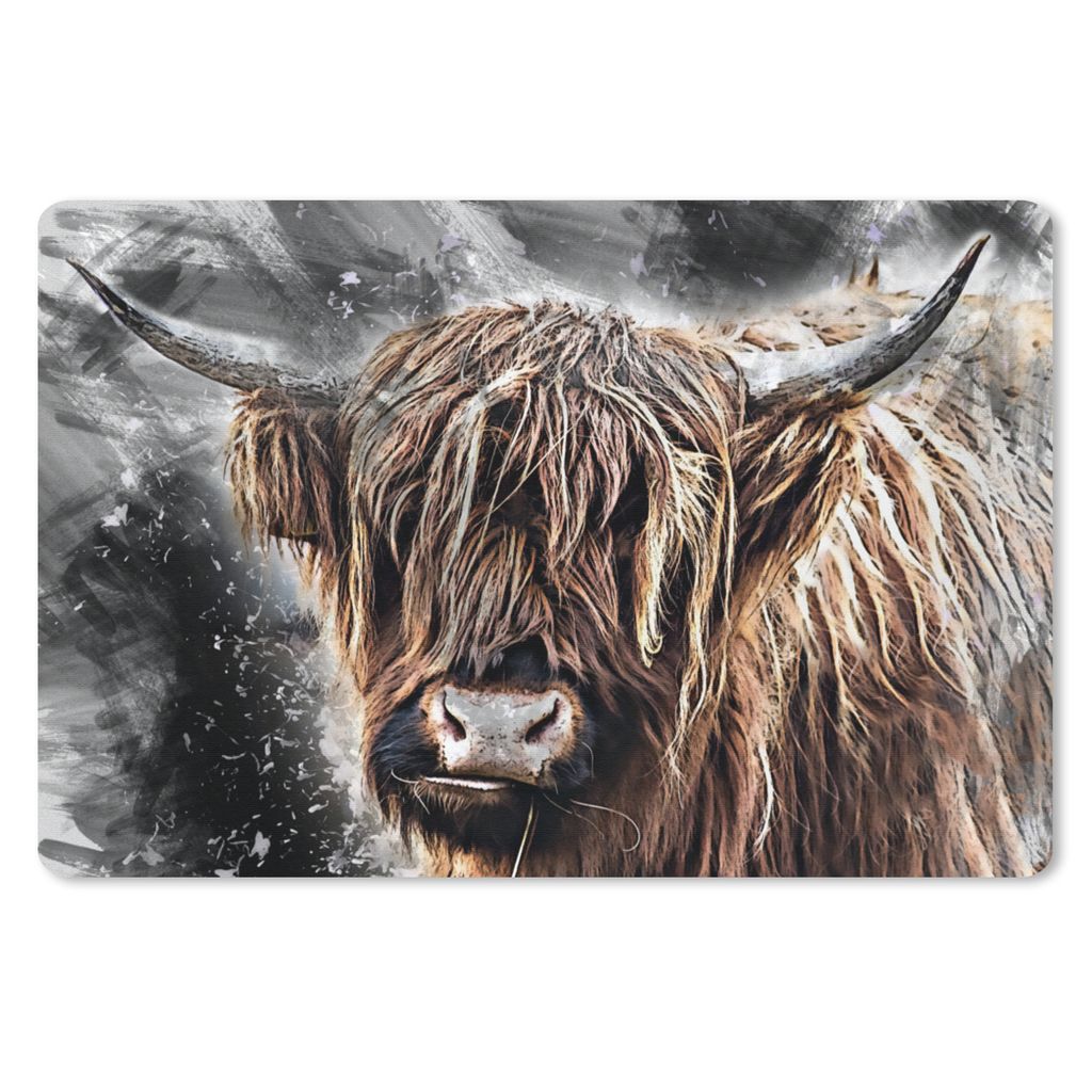 MuchoWow Schreibtischunterlage Schottischer Highlander - Farbe - Kuh 60x40 cm - XXL Mauspad - Großes Mauspad