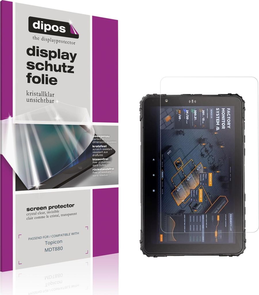 2x Schutzfolie für Topicon MDT880 klar Displayschutzfolie Folie Display Schutz dipos