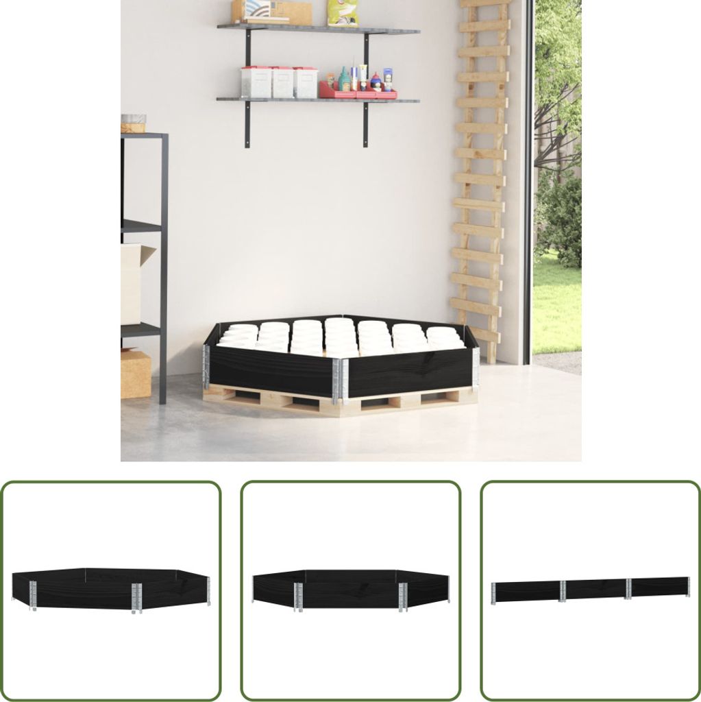 The Living Store Paletten-Aufsatzrahmen Schwarz 160x160 cm Massivholz Kiefer