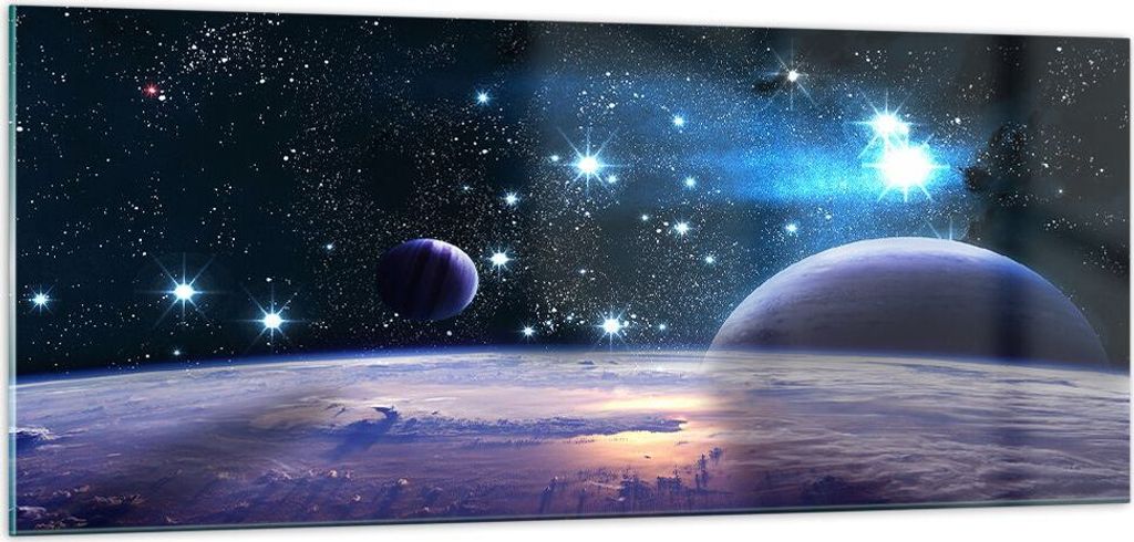 Bilder auf glas - Kosmos Planet - 100x40cm - Glasbilder - Wandbilder - Kunstdruck - zum Aufhängen bereit - Wanddekoration aus Glas - Glas Bilder -...