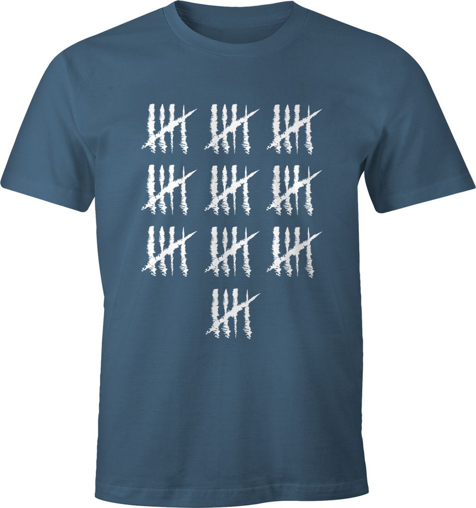 Herren T-Shirt 50 Geburtstag Strichliste Striche Jubiläum Jahrgang Geschenk Alter Fun-Shirt Moonworks denim XL