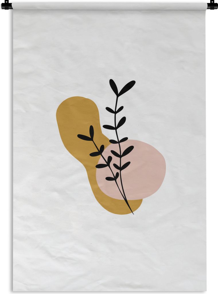MuchoWow Wandteppich Wandbehang Blatt - Pflanzen - Pastell - Botanisch 60x90 cm Tapisserie Dekoration Wandtuch - Foto-Teppich - Abwaschbar