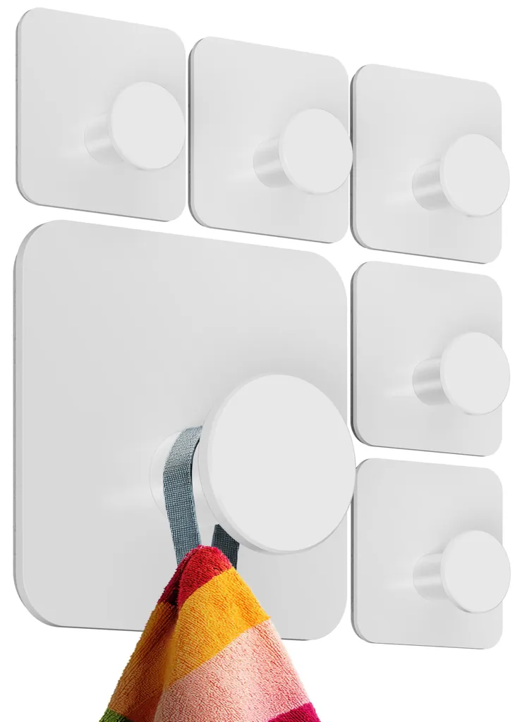 Porte-serviette Salle de Bain sans percer - Crochet Adhésif Blanc en Inox