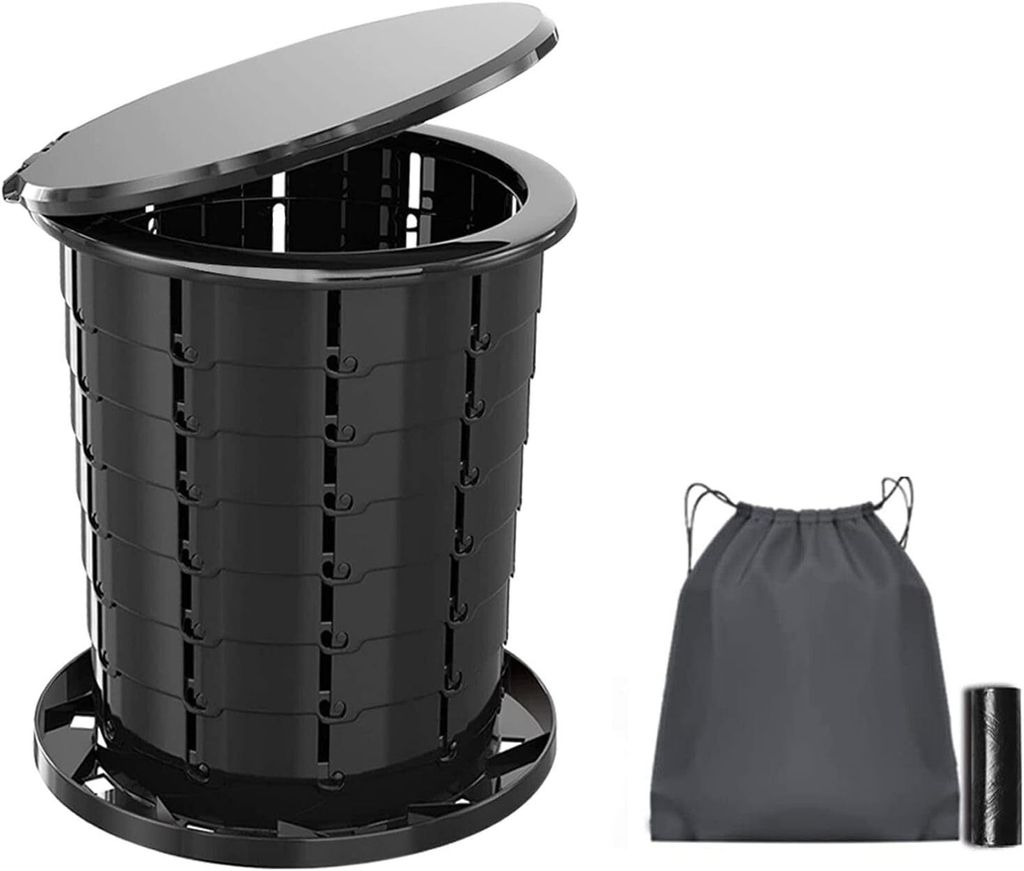 Campingtoilette, Faltbare Campingtoilette max 175 kg, Mobile Toilette, tragbare Toilette, Camping Klapptoilette, Schwarz