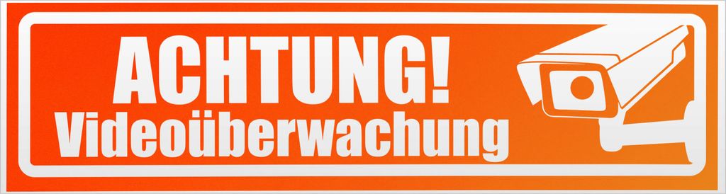 Kiwistar Achtung Videoüberwachung invertiert Magnetschild Schild magnetisch - 60cm Neonorange - Magnetfolie für Auto PKW Kfz