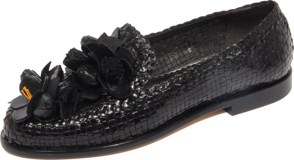 G4648 mocassino donna PONS QUINTANA black braided leather loafer woman