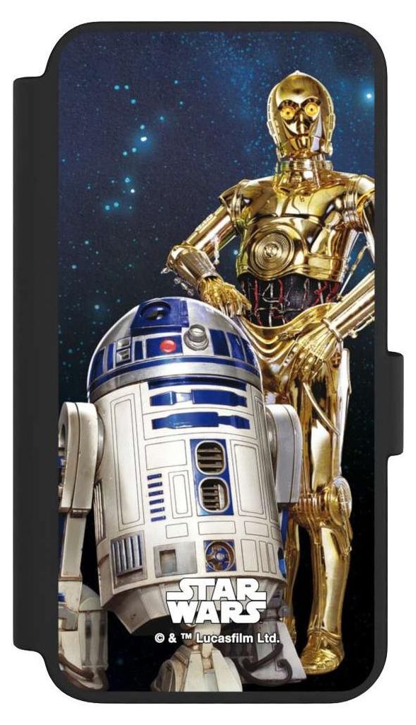 NIVOCASE Klapphülle für Samsung Galaxy S23 Handyhülle aus Kunst Leder NIVOflip schwarz Star Wars Weltall R2D2