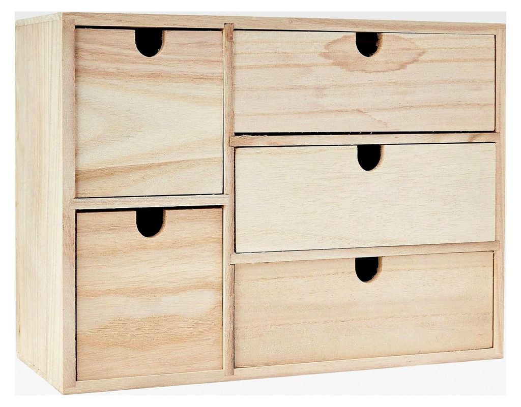 Schubladenschrank aus Holz, Beige, 35 x 15 x 26 cm