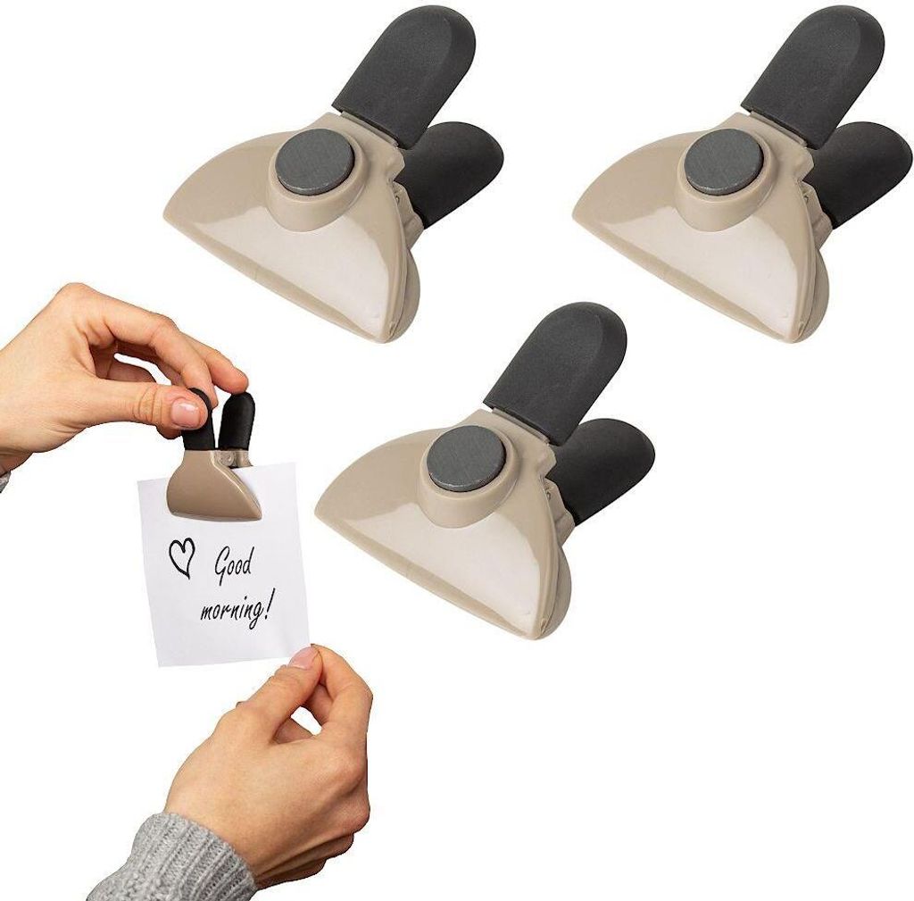 NAVA Verschlussclips Magnetclips Kühlschrankmagnete für Lebensmittelverpackungen Notizen 3 Stück 6 cm
