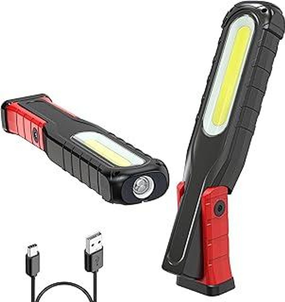 AuRiver LED Arbeitsleuchte Akku, 6000 mAh LED Taschenlampe mit Schwenkfunktion Magnetfuß und Haken, 5 Modi COB Inspektionslampe für Autoreparatur...