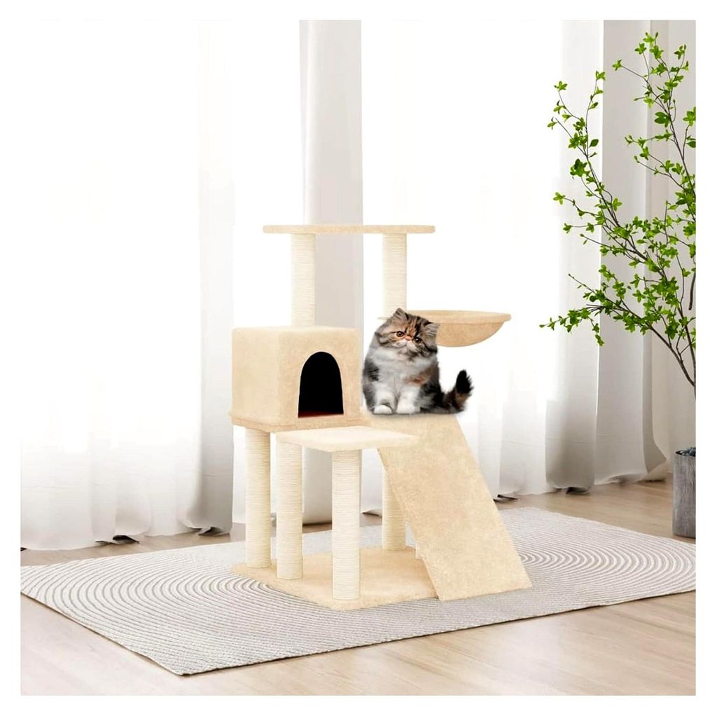 Kratzbaum mit Sisal-Kratzsäulen Creme 82 cm