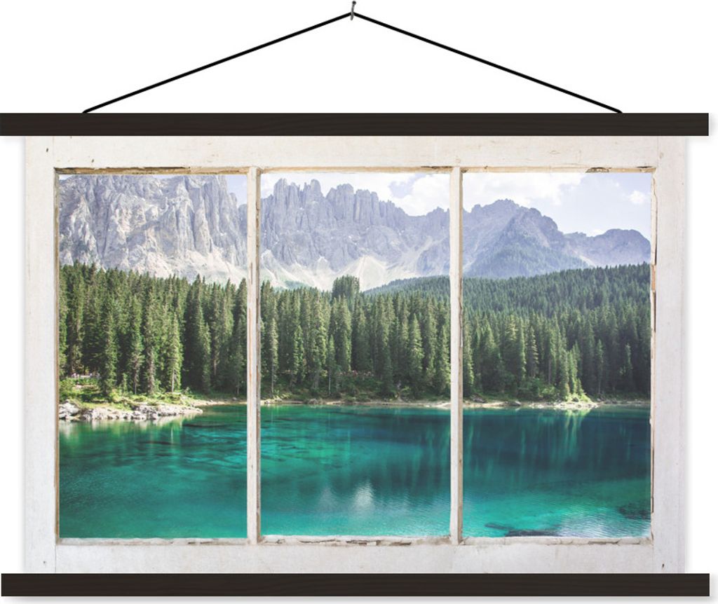 MuchoWow Textilposter Aussicht - Baum - Wasser 150x100 cm mit schwarzem Rahmen - Schlafzimmer