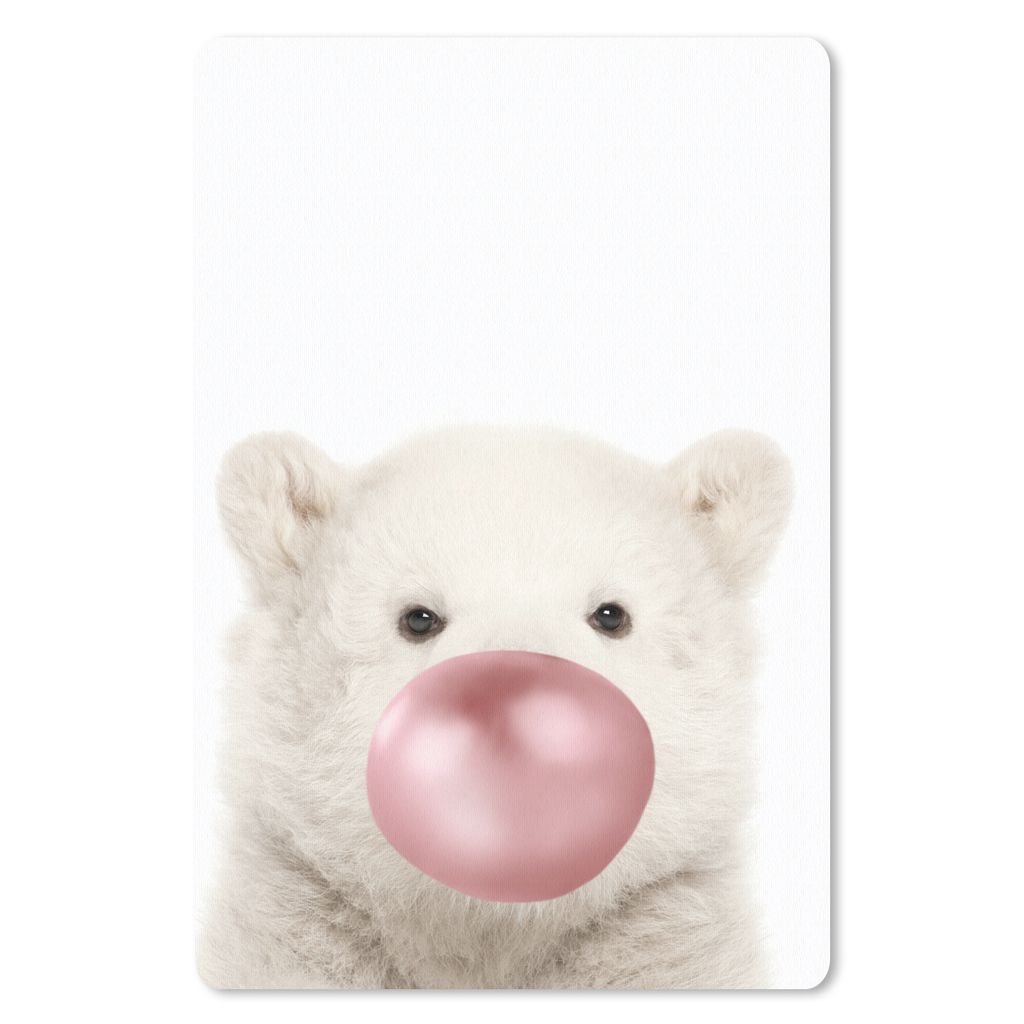 MuchoWow Mauspad Mousepad Eisbärenbaby - Tiere - Kaugummi Bubble Blow - Für Kinder - Mädchen - Jungen 18x27 cm - Mousepads - Maus Mat - Pad - ...