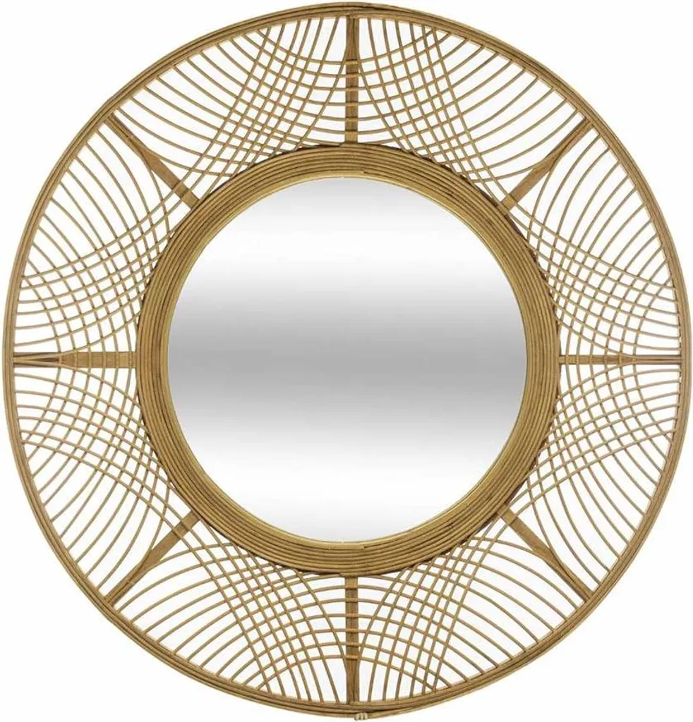 Miroir rond pour salon et chambre - Décoration murale bohème chic 70 cm