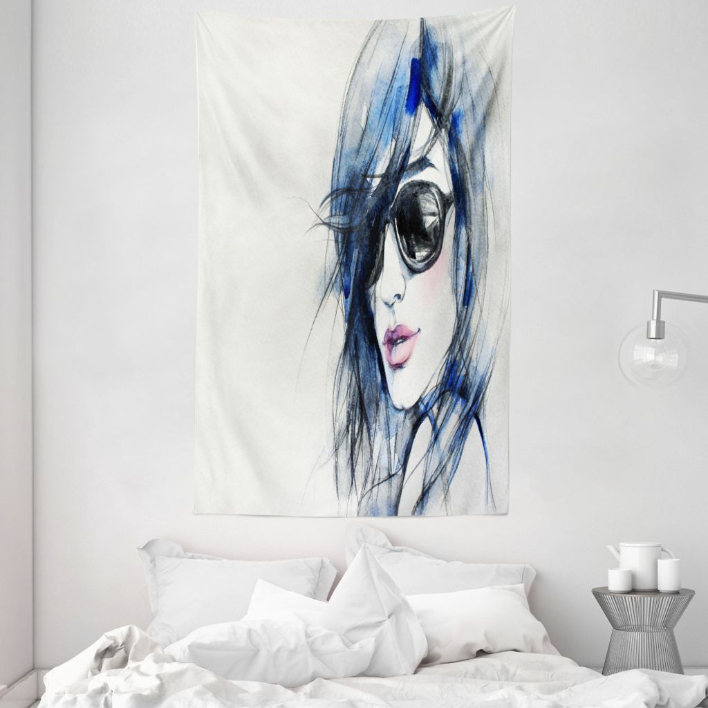 ABAKUHAUS Abstrakt Wandteppich und Tagesdecke, Aquarell Frau Bild aus Weiches Mikrofaser Stoff Waschbar ohne Verblassen Digitaldruck, 140 x 230 cm,...