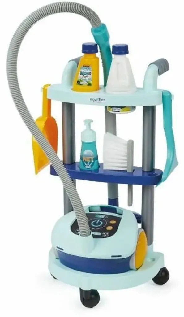 Chariot de ménage Ecoiffier avec aspirateur jouet d'imitation Clean Home