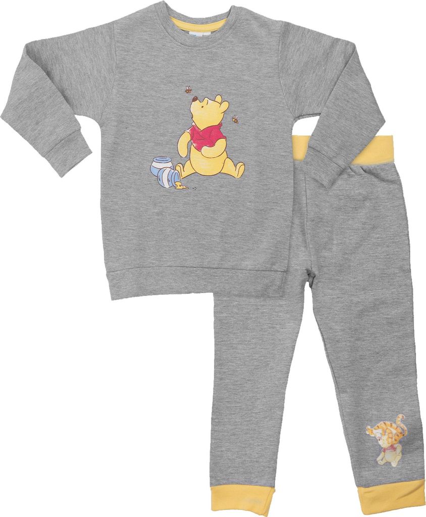 Disney Winnie Puuh Baby Set Unisex Oberteil Pullover mit Hose 2-Teiler Grau 62-68