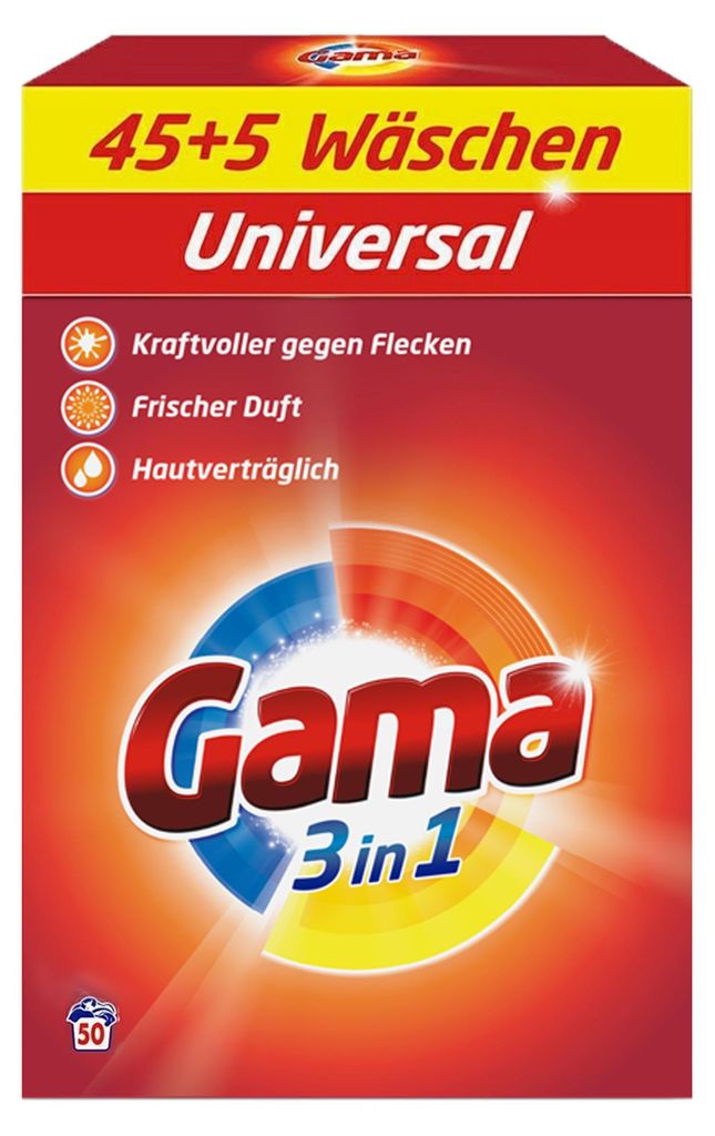 Gama Waschpulver 3 kg Universal 45+5 Wäschen Produktbild 