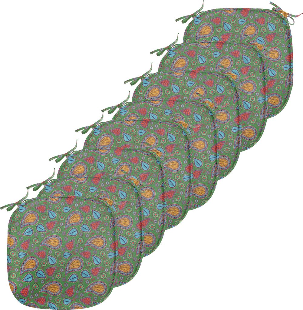 ABAKUHAUS Ethnisch Polster für Esszimmerstühle, Blumenwirbel, Dekoratives wasserfestes Kissen mit Riemen für Küchensitze, 40 cm x 40 cm-8er Pac...