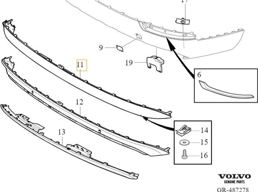 VOLVO XC90 II Diffusor Spoiler Heckstoßstange Unterbodenschutz OE Farbe