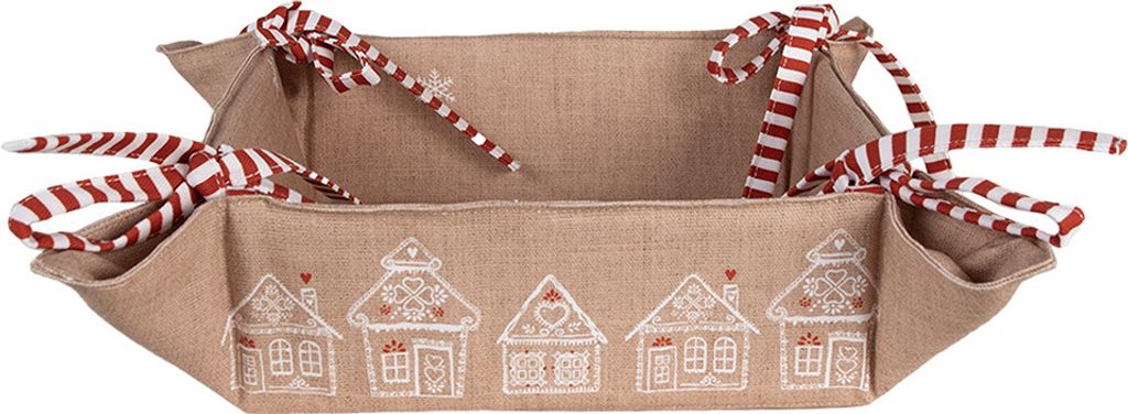 Clayre & Eef Brotkorb 35x35x8 cm Braun Baumwolle Lebkuchenhaus