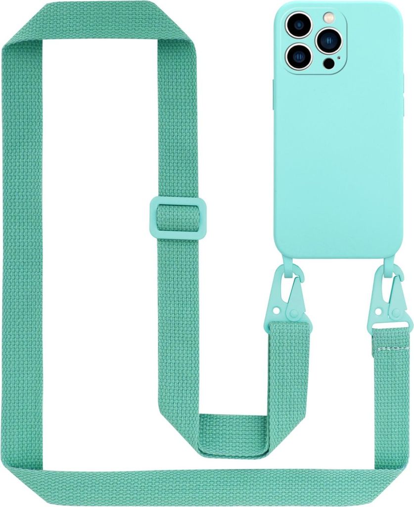 Cadorabo Schutzhülle für Apple iPhone 14 PRO MAX Hülle in Türkis Handykette Etui längenverstellbar Kordel Band