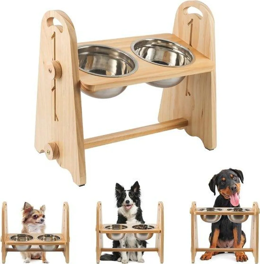 Support de Gamelles Surélevé pour Chien, Hauteur Ajustable 5 Positions