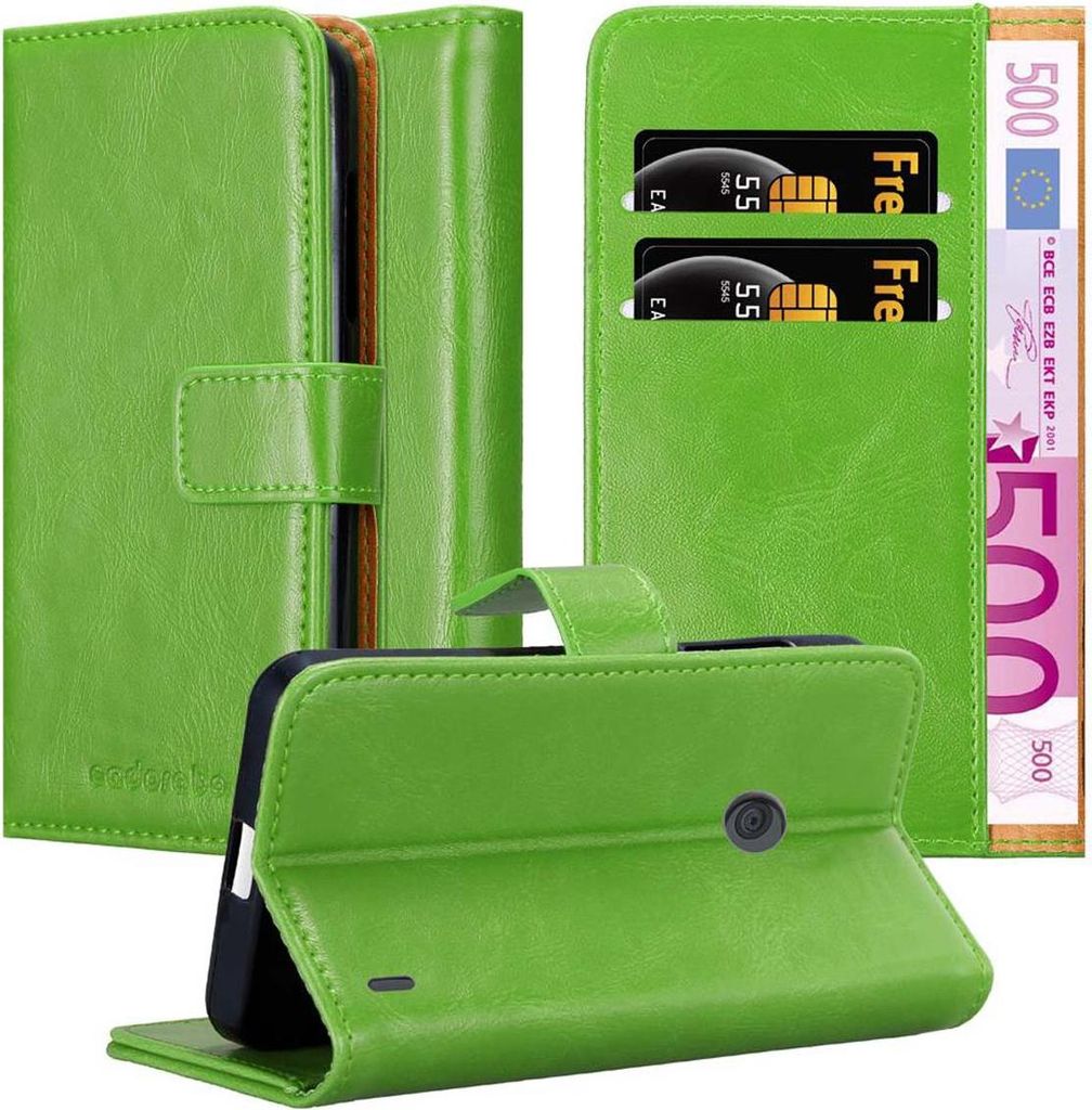 Cadorabo Hülle für Nokia Lumia 520 / 521 Schutzhülle in Grün Handyhülle Book Tasche Case Etui Luxury