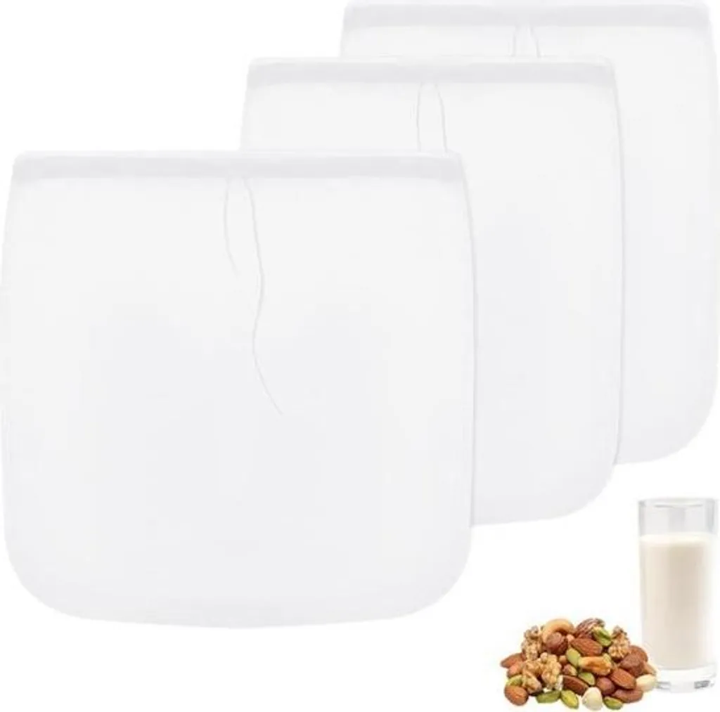 Set 3 Sacchetti per Latte di Noci 25x30 e 30x30 | Filtro Maglia Fine