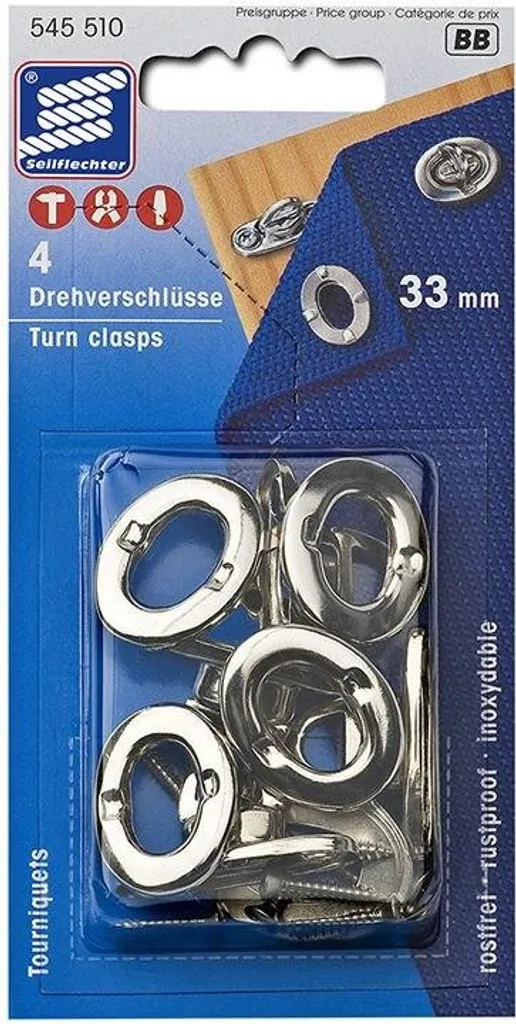4 Fermoirs Tournants 33mm en Acier pour Maroquinerie et Sac à Main DIY