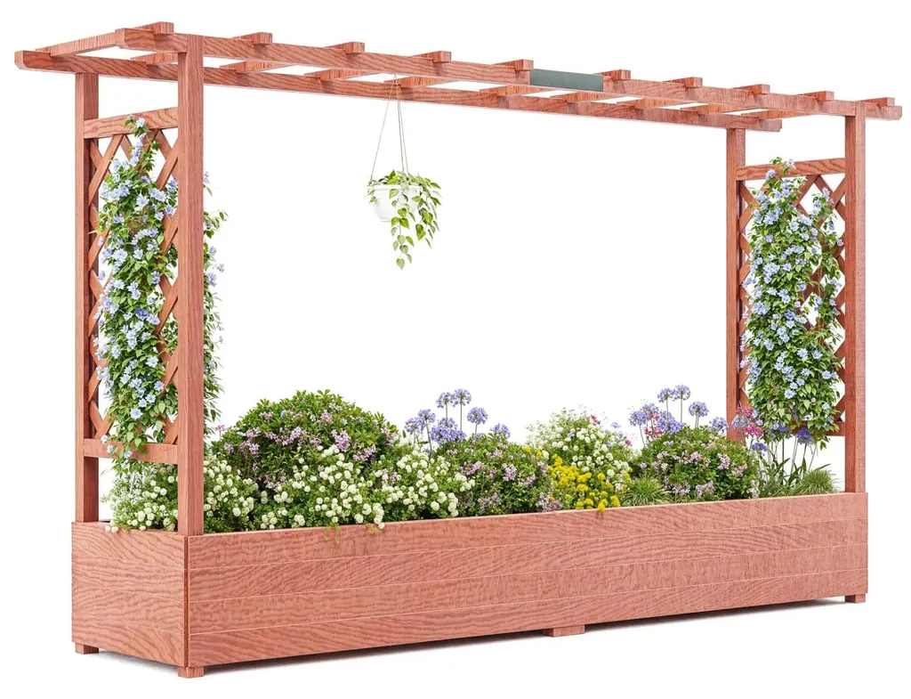 Carré potager sur pied avec espalier en bois naturel pour balcon et jardin