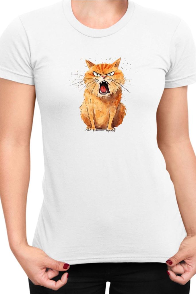 Damen T-Shirt Funny Cats Breeds Kurilian Bobtail Cat, Lady S / Weiß