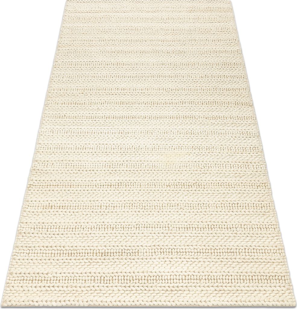 Wollteppich TAHAR 99002B Creme - HANDGEWEBT Schlinge, Linien beige 160x240 cm