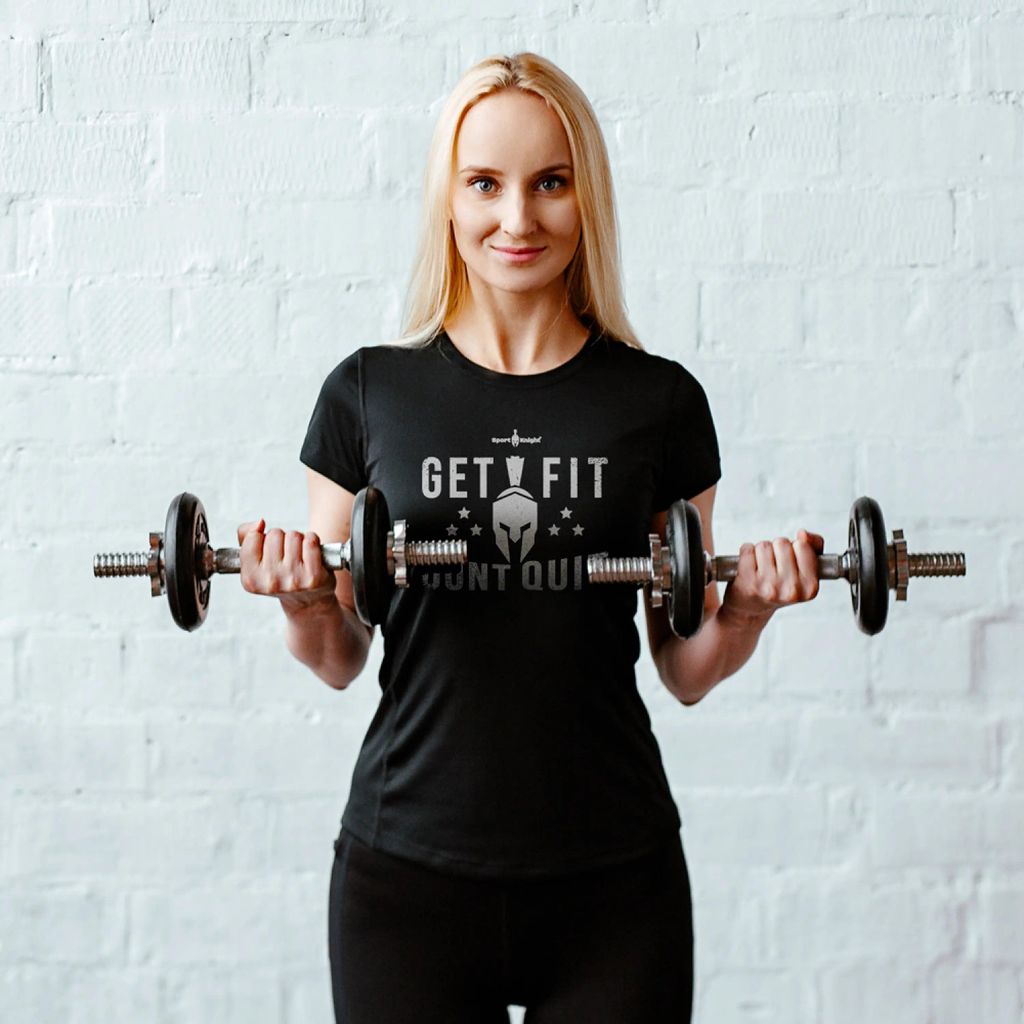 Sport-Knight Damen Fitness T-Shirt "Get Fit Dont Quit" Organisch Premium