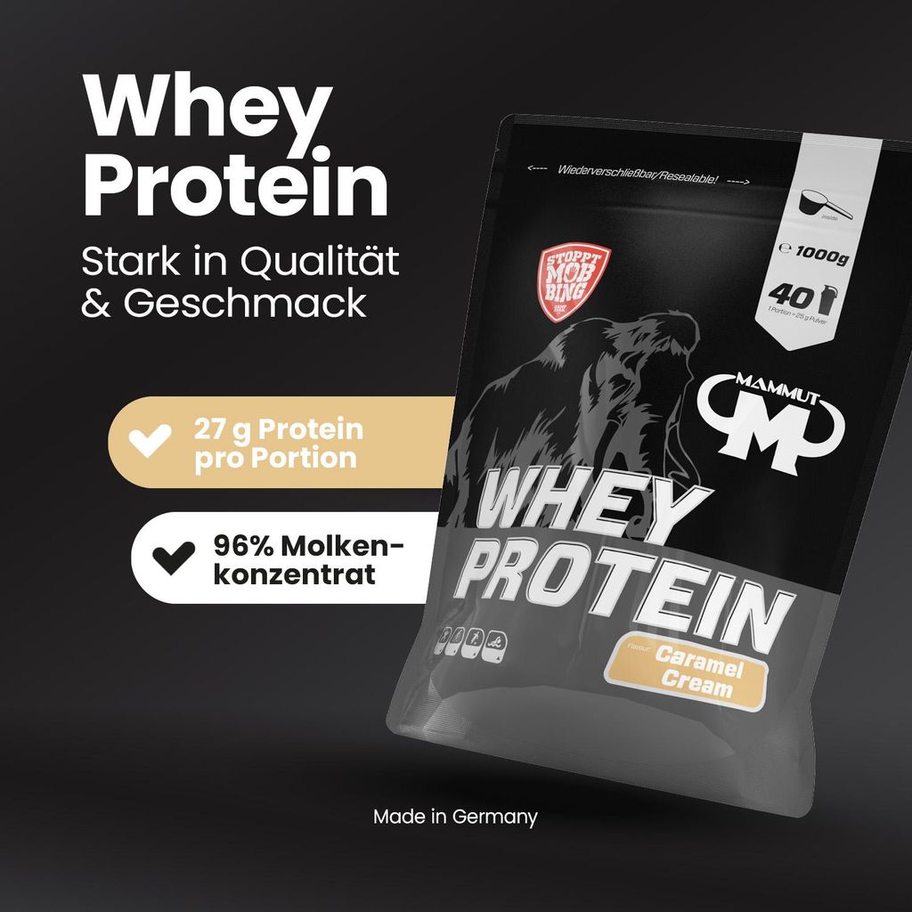 Mammut Nutrition - Whey Protein - 1000 g Zipp-Beutel, 1 x 1000 g Zipp-Beutel, Geschmack: Caramel Cream
