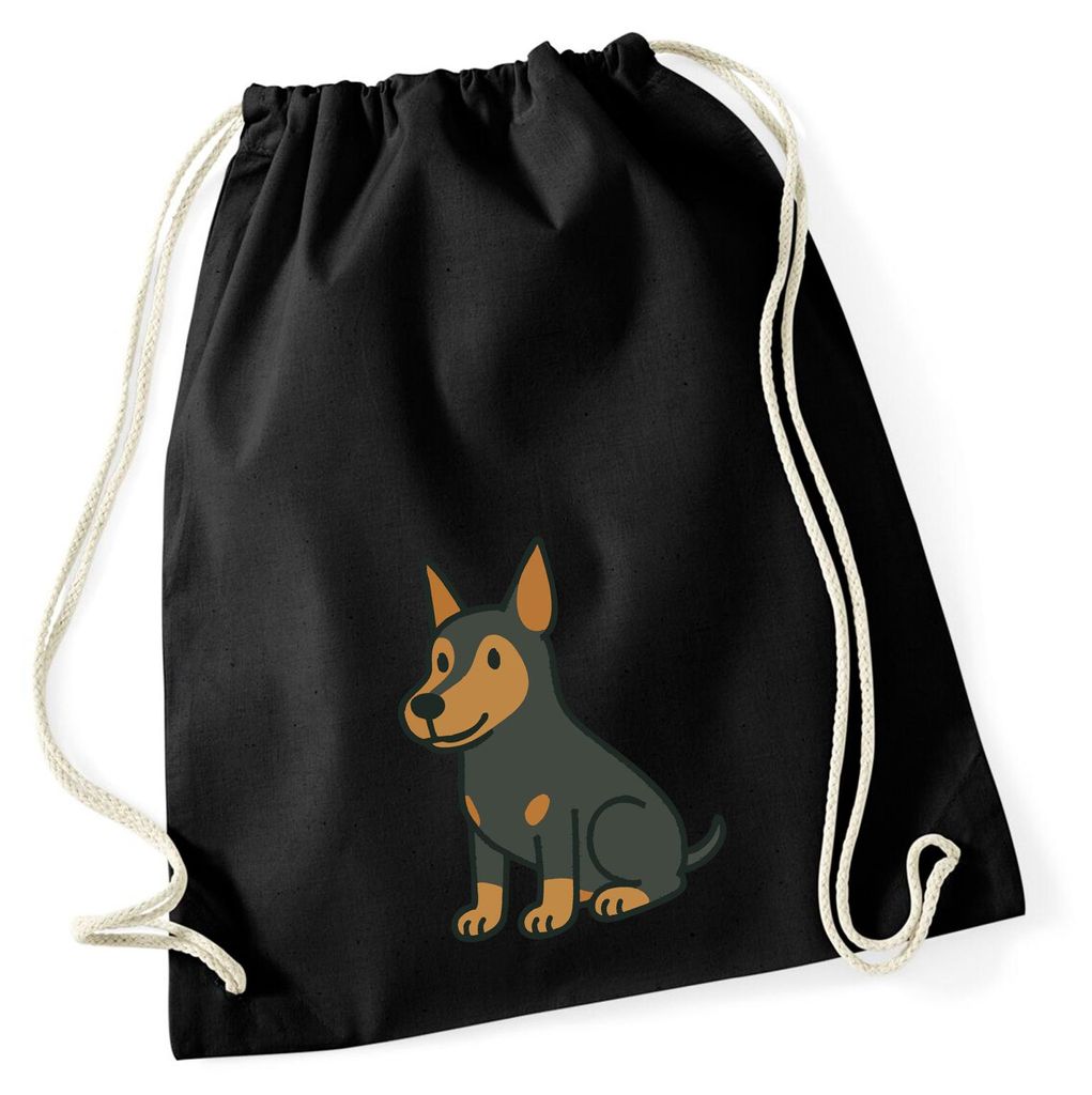 Huuraa Turnbeutel Pinscher Comic Pinschi 12 Liter Black Baumwolle Rucksack Geschenkidee