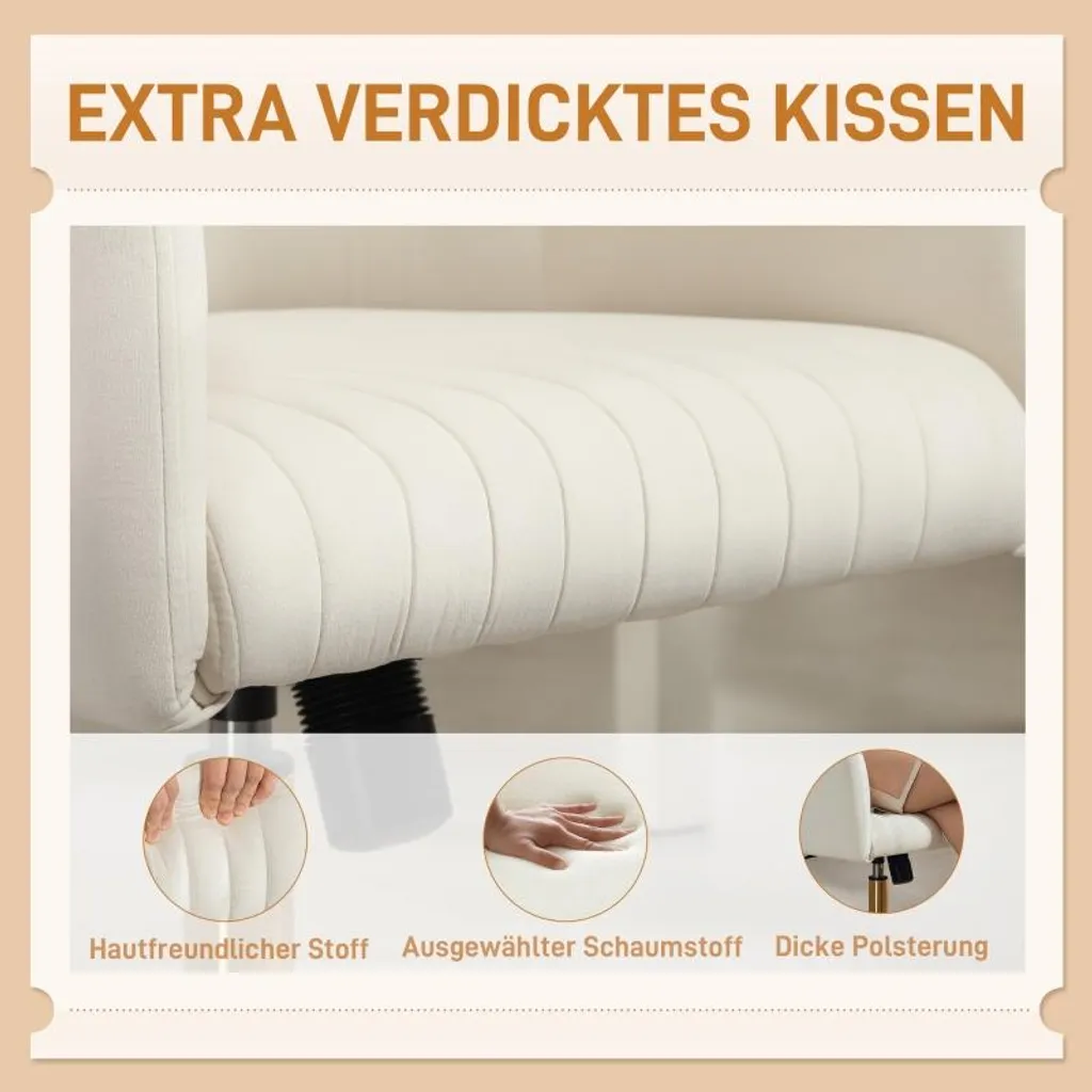 Fini le mal de dos avec cette chaise de bureau velours blanc réglable