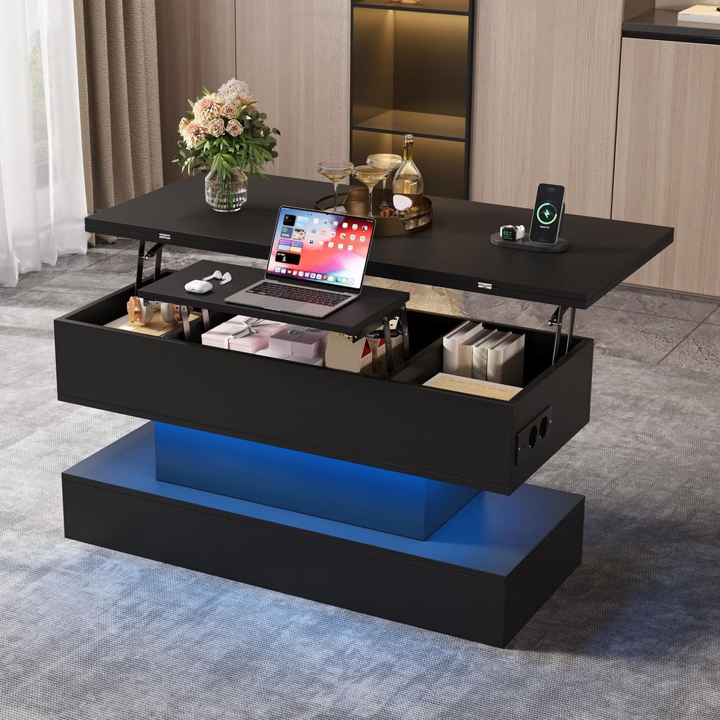 Merax salontafel met LED-verlichting en stopcontact, USB- Productafbeelding 